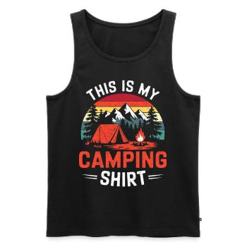 C’est ma chemise de camping Campen - Débardeur bio Premium Homme - noir - Devant - Michal (187cm)