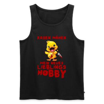 Rasen mähen Lieblingshobby - Ente mit Messer - Männer Premium Bio Tank Top - Schwarz - Vorne - Michal (187cm)