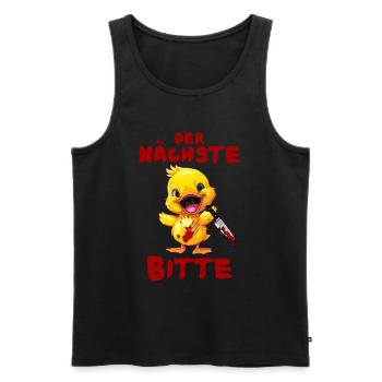 Next Please - Duck with Knife Halloween - Men's Premium Organic Tank Top - black - Front - Michal (187cm)