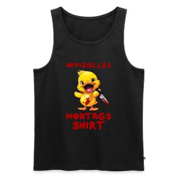 Offizielles Montags Shirt - Ente mit Messer - Männer Premium Bio Tank Top - Schwarz - Vorne - Michal (187cm)