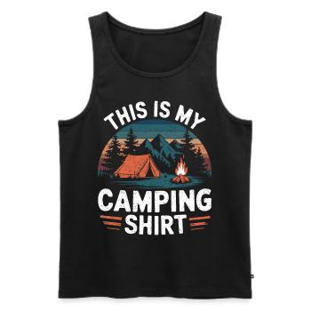 C’est ma chemise de camping Campen - Débardeur bio Premium Homme - noir - Devant - Michal (187cm)