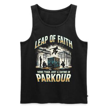 Parkour Parkourläufer Leap of faith - Männer Premium Bio Tank Top - Schwarz - Vorne - Michal (187cm)