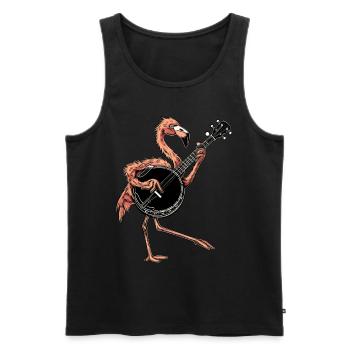 Flamingo Animal Joueur de banjo bluegrass - Débardeur bio Premium Homme - noir - Devant - Michal (187cm)