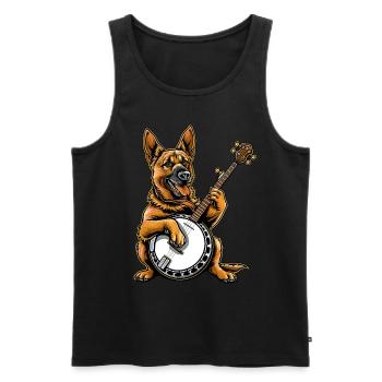 German Shepherd Bluegrass Banjo Player - Men's Premium Organic Tank Top - black - Front - Michal (187cm)