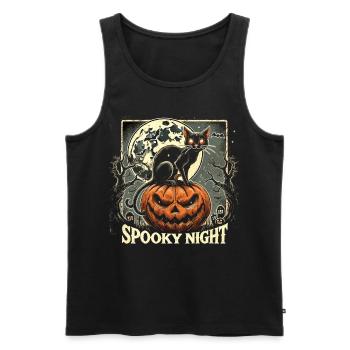 Halloween - „Gespenstische Kürbisnacht" - Männer Premium Bio Tank Top - Schwarz - Vorne - Michal (187cm)