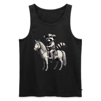 Raton laveur, Cow-boy, Western, Pays, Cheval - Débardeur bio Premium Homme - noir - Devant - Michal (187cm)