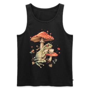 Cottagecore Ästhetisch Frosch Kaffee Pilz Witchy F - Männer Premium Bio Tank Top - Schwarz - Vorne - Michal (187cm)