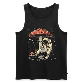 Cottagecore Aesthetic Astronaut Frog Mushroom Witc - Men's Premium Organic Tank Top - black - Front - AI Model Male 178 light (178cm)