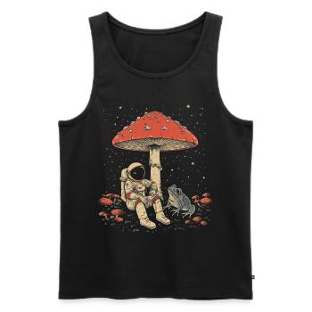 Cottagecore Aesthetic Astronaut Frog Mushroom Witc - Men's Premium Organic Tank Top - black - Front - AI Model Male 178 light (178cm)