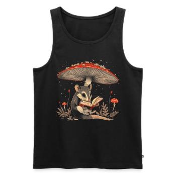 Cottagecore Aesthetic Opossum Reading Book Mushroom Witc - Men's Premium Organic Tank Top - black - Front - AI Model Male 178 light (178cm)