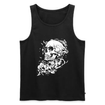 Blumen Skull Halloween Totenkopf - Männer Premium Bio Tank Top - Schwarz - Vorne - AI Model Male 178 light (178cm)