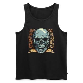 Crâne Halloween Ornement Bannière - Totenschädel - Débardeur bio Premium Homme - noir - Devant - Michal (187cm)