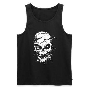 Crâne Halloween Zombie - Crâne Squelette Horreur - Débardeur bio Premium Homme - noir - Devant - Michal (187cm)