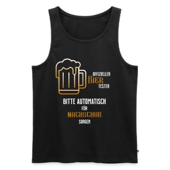 Offizieller Bier Tester T-Shirt Design - Männer Premium Bio Tank Top - Schwarz - Vorne - Michal (187cm)
