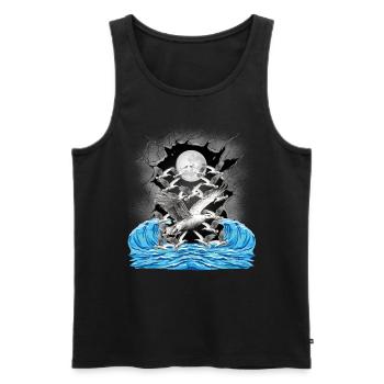 maritime, sea, seagulls, seagull, nature, lake, waves - Men's Premium Organic Tank Top - black - Front - Michal (187cm)