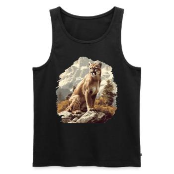 Cougar Berglöwen Berglöwe - Männer Premium Bio Tank Top - Schwarz - Vorne - AI Model Male 178 light (178cm)