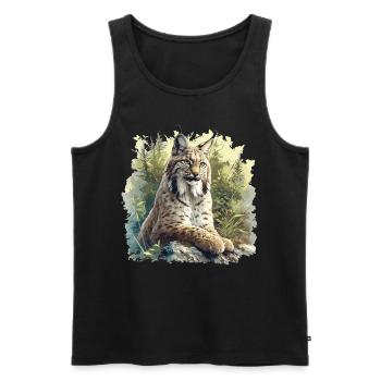 Lynx Luchse Luchs - Männer Premium Bio Tank Top - Schwarz - Vorne - Michal (187cm)