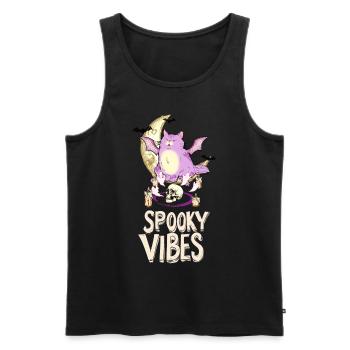Chat violet avec des crânes Halloween Design - Débardeur bio Premium Homme - noir - Devant - AI Model Male 178 light (178cm)