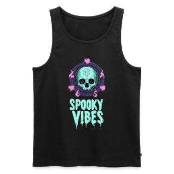 Pentagramme et crâne Halloween Design - Débardeur bio Premium Homme - noir - Devant - Michal (187cm)