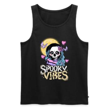 Skelettmädchen mit Mond und Fledermäusen Design - Männer Premium Bio Tank Top - Schwarz - Vorne - Michal (187cm)
