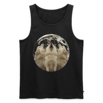 Akita Dog Howling Moon - Men's Premium Organic Tank Top - black - Front - Michal (187cm)
