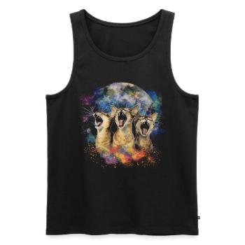 Abessinierkatze Heulender Mond - Männer Premium Bio Tank Top - Schwarz - Vorne - AI Model Male 178 light (178cm)