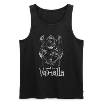 Sinister Wolf Road vers Valhalla Design - Débardeur bio Premium Homme - noir - Devant - AI Model Male 178 light (178cm)