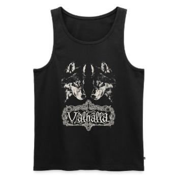 Spiegelbild Wolf Road to Valhalla Design - Männer Premium Bio Tank Top - Schwarz - Vorne - AI Model Male 178 light (178cm)