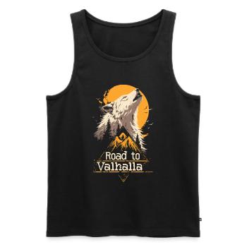Majestätischer Wolf Road to Valhalla Natur - Männer Premium Bio Tank Top - Schwarz - Vorne - AI Model Male 178 light (178cm)