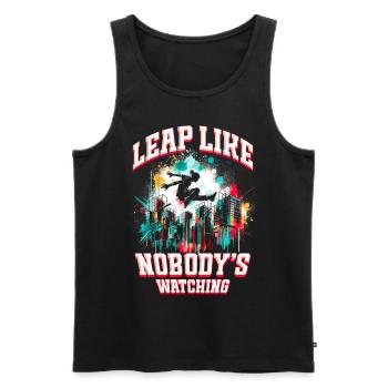 Parkour Parkourläufer Leap like nobody's watching - Männer Premium Bio Tank Top - Schwarz - Vorne - Michal (187cm)
