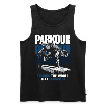 Coureurs de Parkour Parkour - Débardeur bio Premium Homme - noir - Devant - AI Model Male 178 light (178cm)
