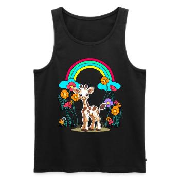 Giraffe Giraffen Kind Kinder Regenbogen Blumen - Männer Premium Bio Tank Top - Schwarz - Vorne - AI Model Male 178 light (178cm)