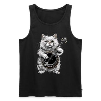 Chat de l’Himalaya Joueur de Banjo Bluegrass - Débardeur bio Premium Homme - noir - Devant - Michal (187cm)