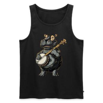 Hippo Hippopotamus Bluegrass Banjo Spieler - Männer Premium Bio Tank Top - Schwarz - Vorne - AI Model Male 178 light (178cm)