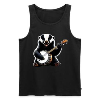 Honey Badger Ratel Bluegrass Banjo Spieler - Männer Premium Bio Tank Top - Schwarz - Vorne - Michal (187cm)