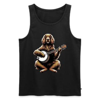 Setter irlandais chien joueur de banjo bluegrass - Débardeur bio Premium Homme - noir - Devant - Michal (187cm)