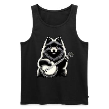Keeshond Dog Bluegrass Banjo Player - Men's Premium Organic Tank Top - black - Front - AI Model Male 178 light (178cm)