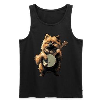 Keeshond Dog Bluegrass Banjo Player - Men's Premium Organic Tank Top - black - Front - AI Model Male 178 light (178cm)
