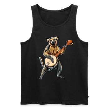 Lemur Ringtail Joueur de banjo bluegrass - Débardeur bio Premium Homme - noir - Devant - Michal (187cm)