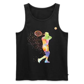 Raquette de joueur de tennis drôle - Débardeur bio Premium Homme - noir - Devant - Michal (187cm)