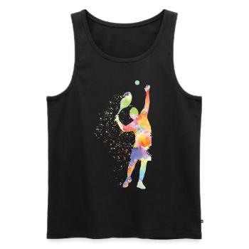 Raquette de joueur de tennis drôle - Débardeur bio Premium Homme - noir - Devant - Michal (187cm)