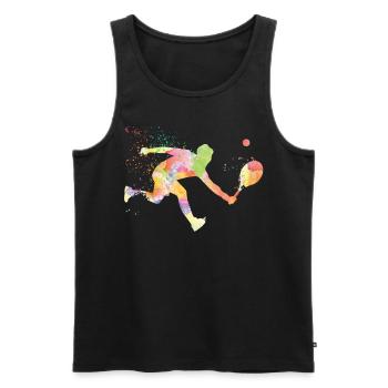 Raquette de joueur de tennis drôle - Débardeur bio Premium Homme - noir - Devant - Michal (187cm)