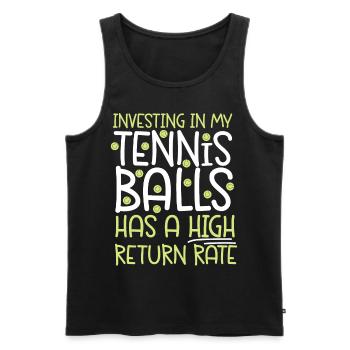 Funny Tennis Player Racket Pun - Men's Premium Organic Tank Top - black - Front - AI Model Male 178 light (178cm)