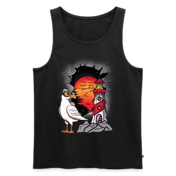 Funny Seagull Lighthouse Sailor Maritime Kids Lake - Men's Premium Organic Tank Top - black - Front - Michal (187cm)