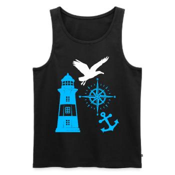 Maritim Leuchtturm Kompass Leuchttürme Möwen - Männer Premium Bio Tank Top - Schwarz - Vorne - Michal (187cm)