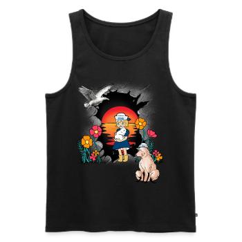 maritim Mädchen Matrose Küste Schaf Möwe Kind - Männer Premium Bio Tank Top - Schwarz - Vorne - AI Model Male 178 light (178cm)