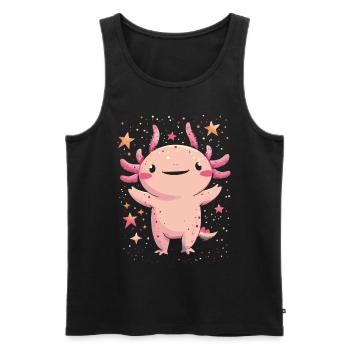 Kawaii Axolotl Under the Stars for Axolotl Fans - Men's Premium Organic Tank Top - black - Front - Michal (187cm)