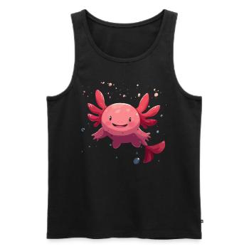 Cute Kawaii Axolotl Underwater for Fans - Men's Premium Organic Tank Top - black - Front - Michal (187cm)