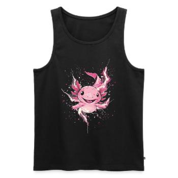 Axolotl kawaii avec des éclairs pour les fans d’axolotl - Débardeur bio Premium Homme - noir - Devant - AI Model Male 178 light (178cm)