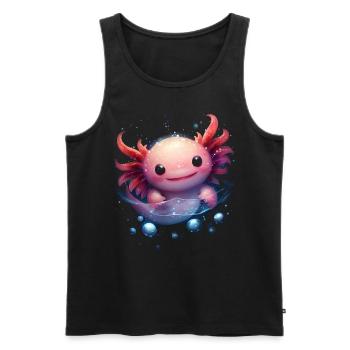 Magic kawaii axolotl with water bubbles for fans - Men's Premium Organic Tank Top - black - Front - Michal (187cm)